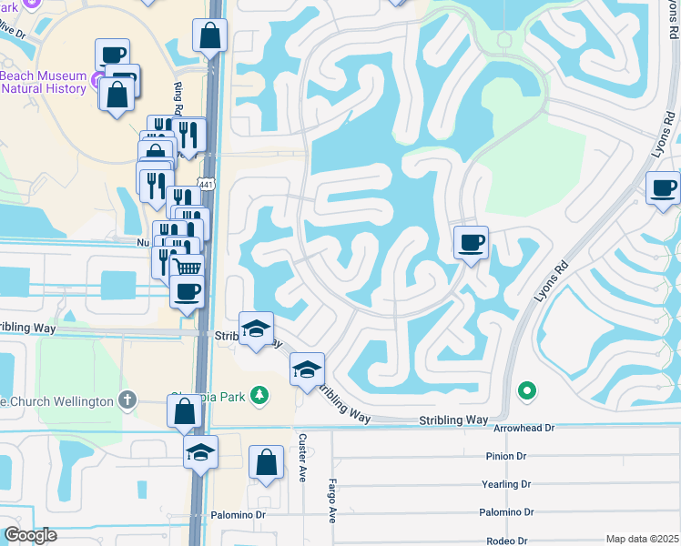map of restaurants, bars, coffee shops, grocery stores, and more near 2768 Pillsbury Way in Wellington