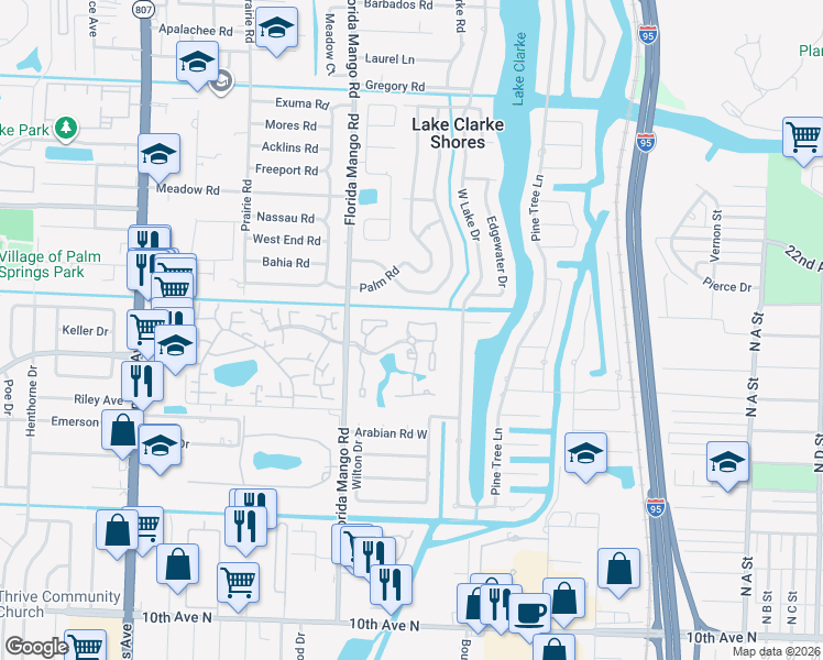 map of restaurants, bars, coffee shops, grocery stores, and more near 8124 Northboro Court in West Palm Beach
