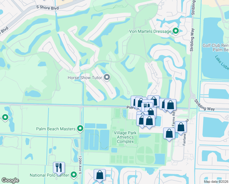 map of restaurants, bars, coffee shops, grocery stores, and more near 2970 Twin Oaks Way in Wellington