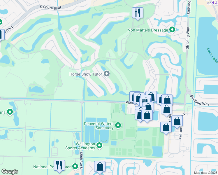 map of restaurants, bars, coffee shops, grocery stores, and more near 2970 Twin Oaks Way in Wellington