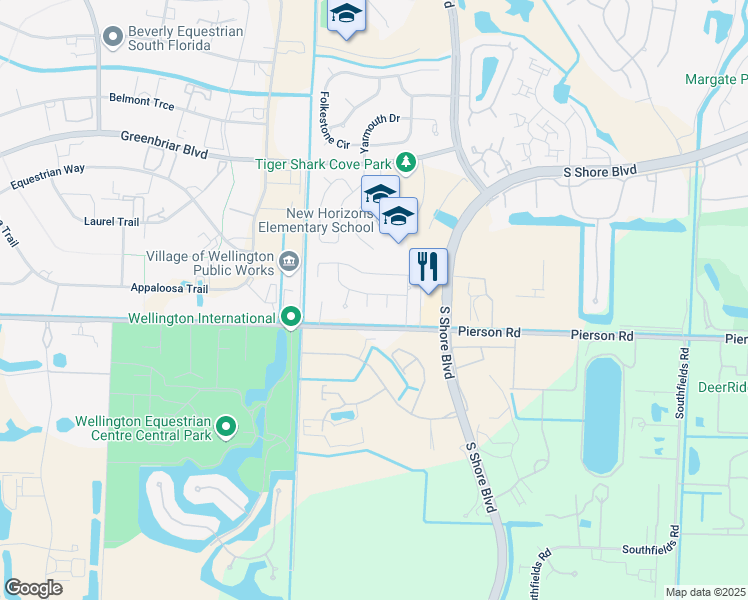 map of restaurants, bars, coffee shops, grocery stores, and more near 2944 Werwood Court in Wellington