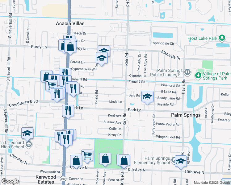 map of restaurants, bars, coffee shops, grocery stores, and more near 4083 Dale Road in West Palm Beach