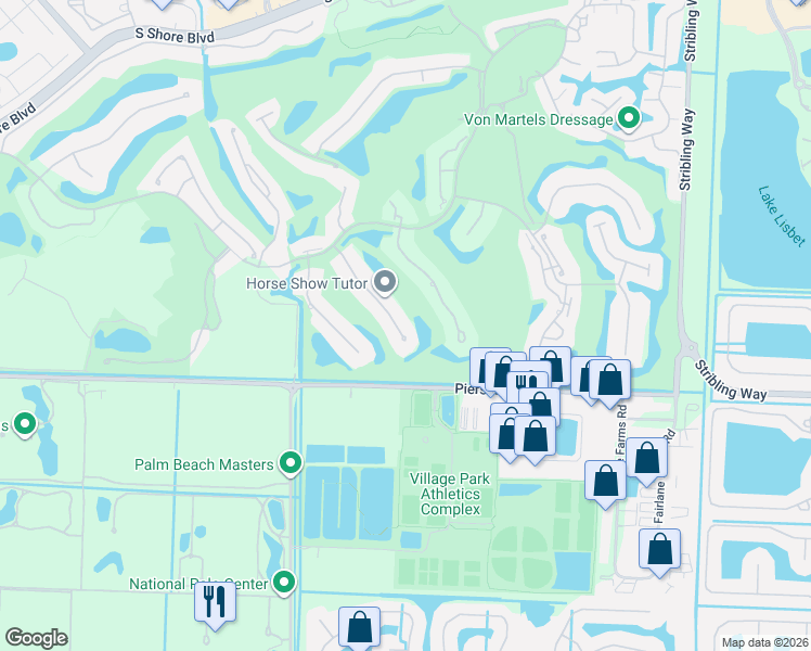 map of restaurants, bars, coffee shops, grocery stores, and more near 2940 Twin Oaks Way in Wellington