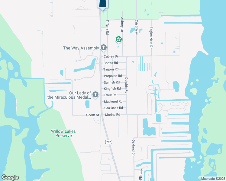 map of restaurants, bars, coffee shops, grocery stores, and more near 5904 Trout Road in Bokeelia