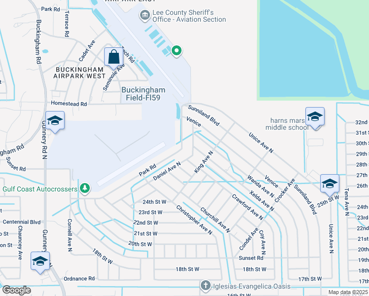 map of restaurants, bars, coffee shops, grocery stores, and more near 2453 Daniel Avenue North in Lehigh Acres