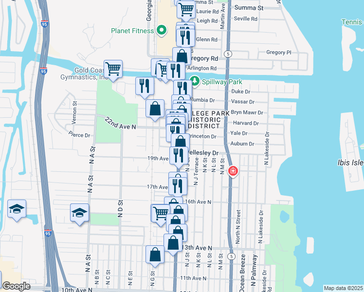 map of restaurants, bars, coffee shops, grocery stores, and more near 1832 State Highway 805 in Lake Worth