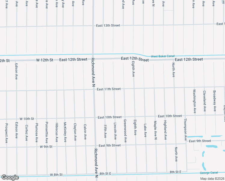 map of restaurants, bars, coffee shops, grocery stores, and more near 506 East 11th Street in Lehigh Acres