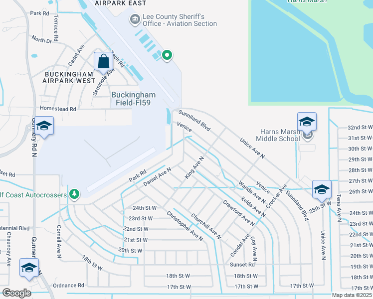 map of restaurants, bars, coffee shops, grocery stores, and more near 2517 Daniel Avenue North in Lehigh Acres