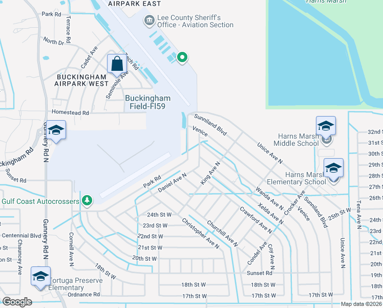 map of restaurants, bars, coffee shops, grocery stores, and more near 2517 Daniel Avenue North in Lehigh Acres