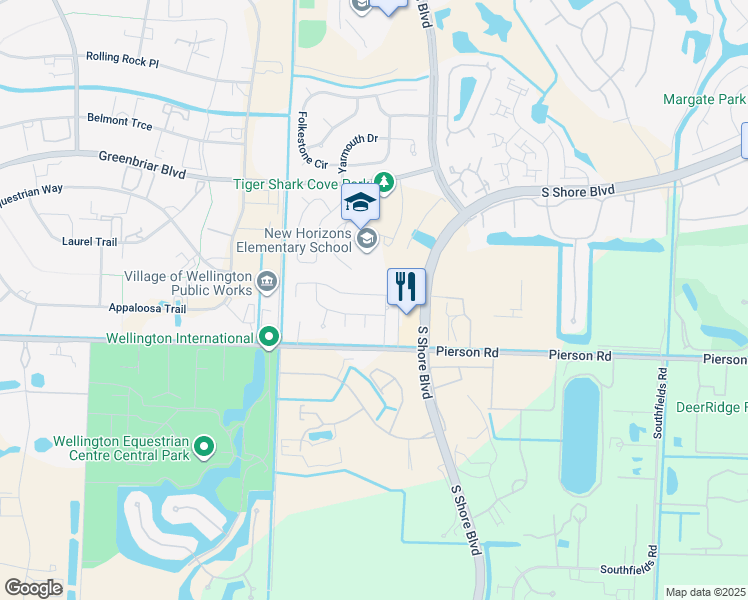 map of restaurants, bars, coffee shops, grocery stores, and more near 13693 Sheffield Street in Wellington