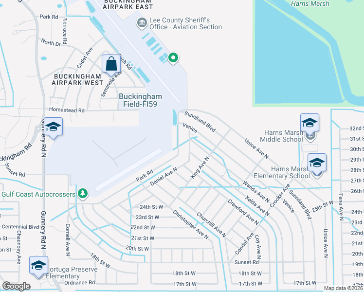 map of restaurants, bars, coffee shops, grocery stores, and more near 2517 Daniel Avenue North in Lehigh Acres