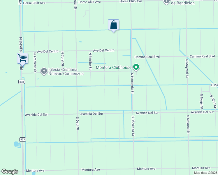 map of restaurants, bars, coffee shops, grocery stores, and more near 225 North Fronda Street in Clewiston
