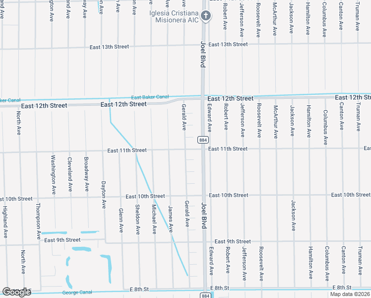 map of restaurants, bars, coffee shops, grocery stores, and more near East 11th Street in Lehigh Acres