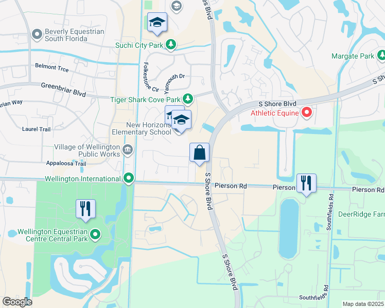 map of restaurants, bars, coffee shops, grocery stores, and more near 13693 Sheffield Street in Wellington