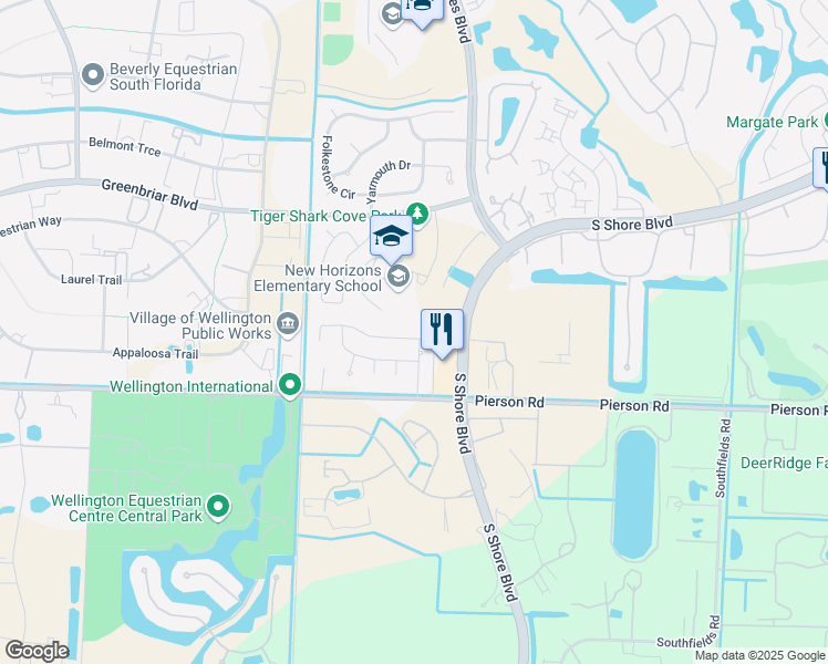 map of restaurants, bars, coffee shops, grocery stores, and more near 13693 Sheffield Street in Wellington