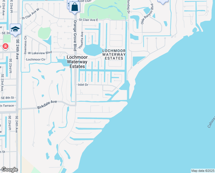 map of restaurants, bars, coffee shops, grocery stores, and more near 1729 Inlet Drive in North Fort Myers