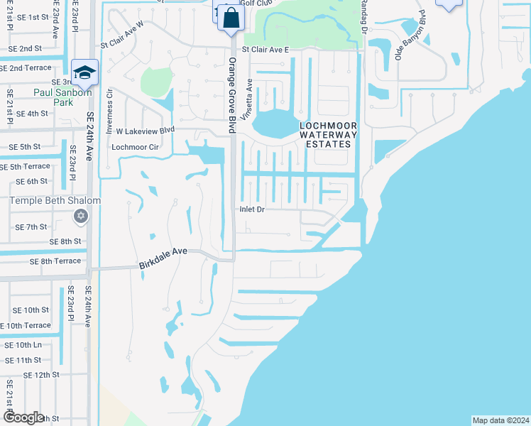 map of restaurants, bars, coffee shops, grocery stores, and more near 1813 Inlet Drive in North Fort Myers