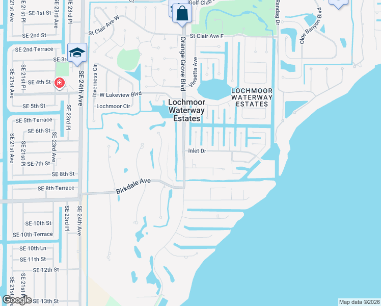 map of restaurants, bars, coffee shops, grocery stores, and more near 1853 Inlet Drive in North Fort Myers
