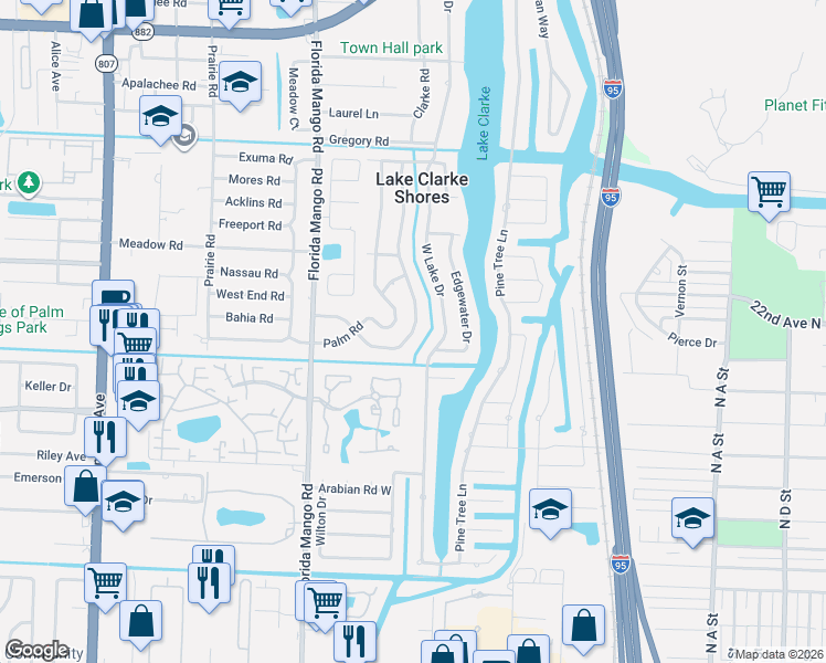 map of restaurants, bars, coffee shops, grocery stores, and more near 2342 Edgewater Drive in West Palm Beach
