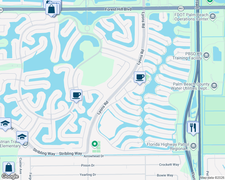 map of restaurants, bars, coffee shops, grocery stores, and more near 9099 Dupont Place in Wellington