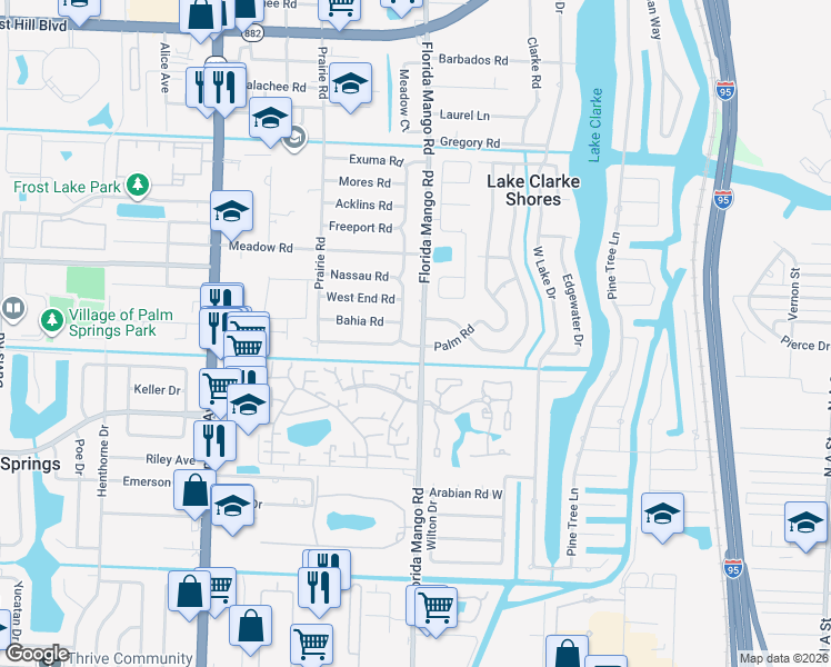 map of restaurants, bars, coffee shops, grocery stores, and more near 2449 Florida Mango Road in West Palm Beach