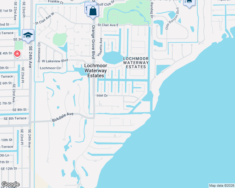 map of restaurants, bars, coffee shops, grocery stores, and more near 1763 Inlet Drive in North Fort Myers