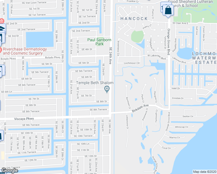 map of restaurants, bars, coffee shops, grocery stores, and more near 635 Southeast 24th Avenue in Cape Coral
