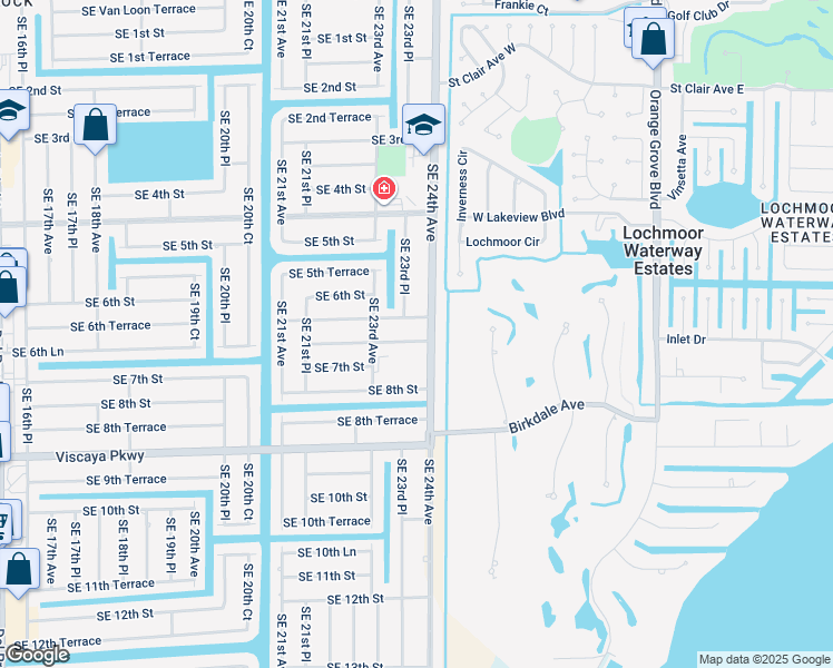 map of restaurants, bars, coffee shops, grocery stores, and more near 2316 Southeast 6th Lane in Cape Coral