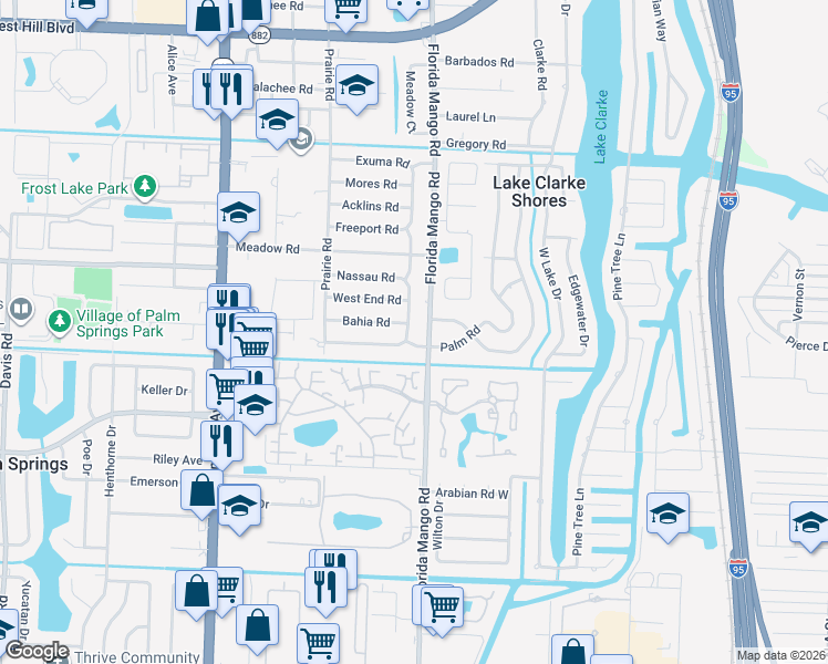 map of restaurants, bars, coffee shops, grocery stores, and more near 2449 Florida Mango Road in West Palm Beach