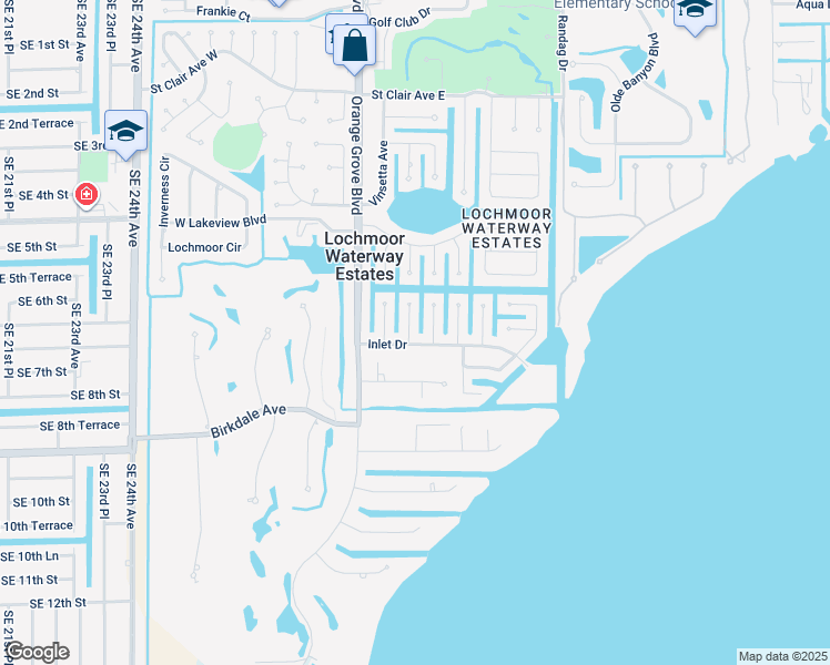 map of restaurants, bars, coffee shops, grocery stores, and more near 1813 Inlet Drive in North Fort Myers