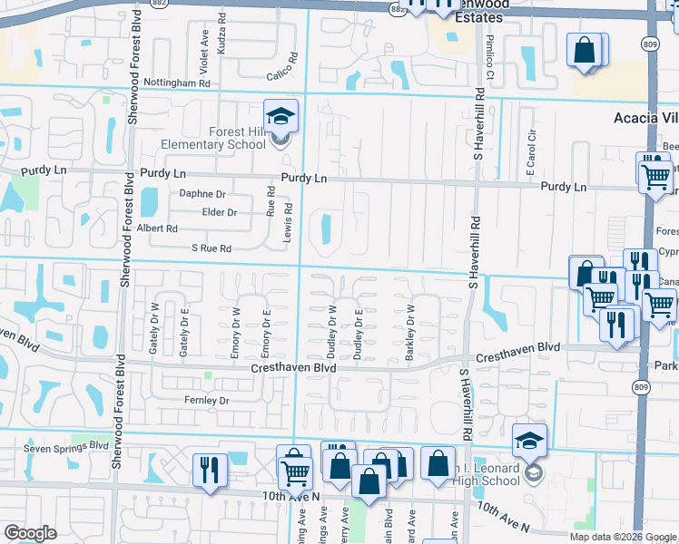 map of restaurants, bars, coffee shops, grocery stores, and more near 2388 Greengate Circle in West Palm Beach