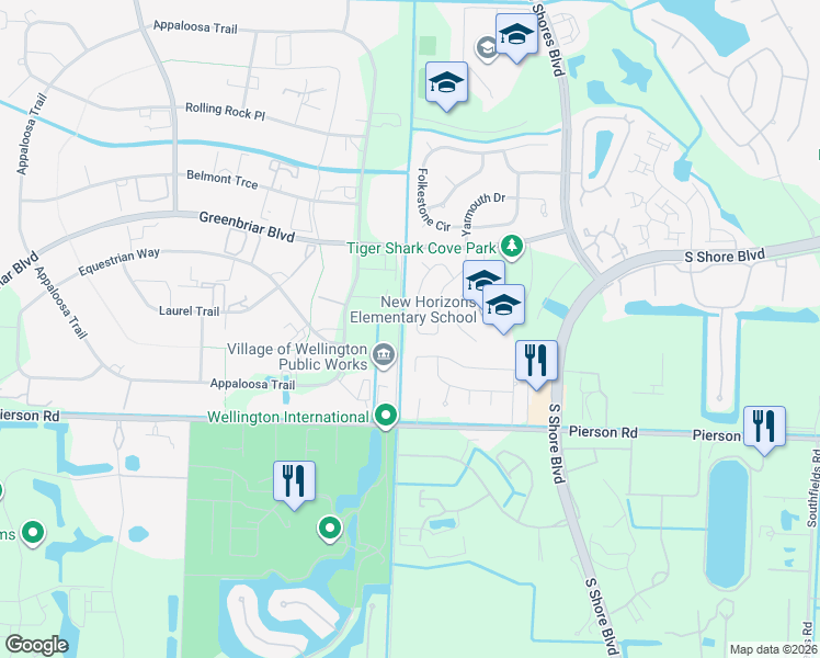 map of restaurants, bars, coffee shops, grocery stores, and more near 2712 Yarmouth Drive in Wellington