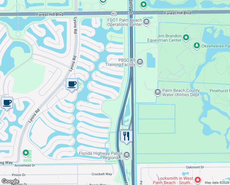 map of restaurants, bars, coffee shops, grocery stores, and more near 8069 Nevis Place in Wellington