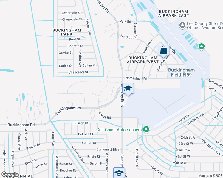 map of restaurants, bars, coffee shops, grocery stores, and more near 7350 Buckingham Road in Fort Myers