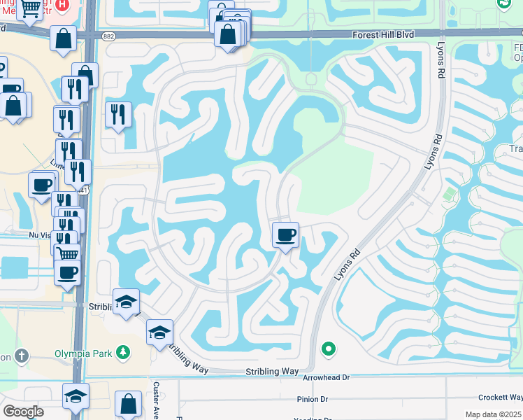 map of restaurants, bars, coffee shops, grocery stores, and more near 2643 Cooper Way in Wellington