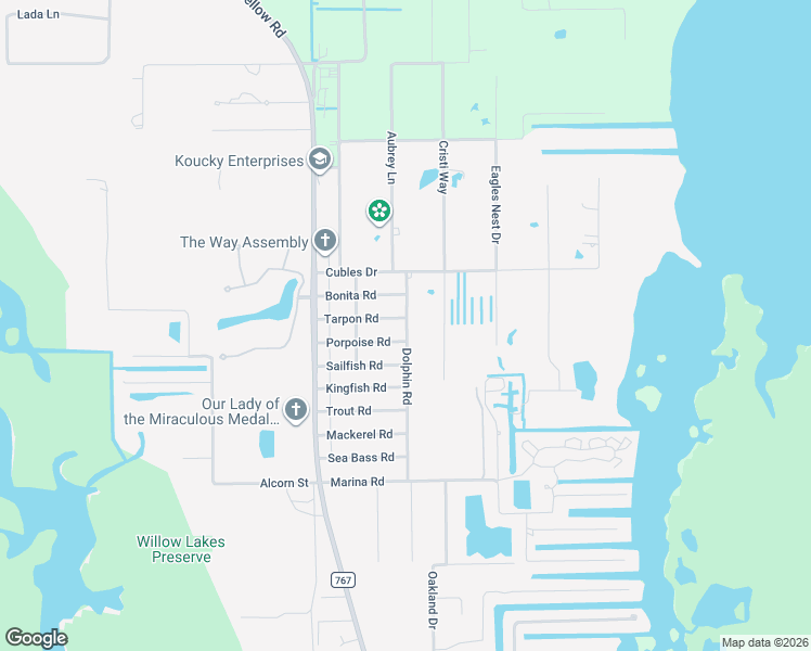 map of restaurants, bars, coffee shops, grocery stores, and more near 5807 Tarpon Road in Bokeelia