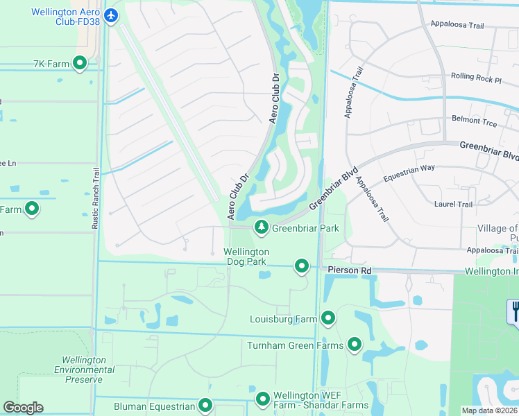 map of restaurants, bars, coffee shops, grocery stores, and more near 2644 Country Golf Drive in Wellington