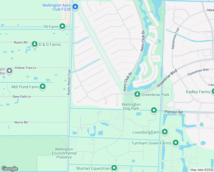 map of restaurants, bars, coffee shops, grocery stores, and more near 15630 Chandelle Place in Wellington