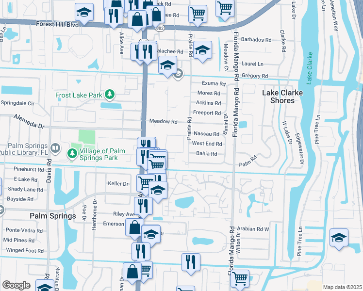 map of restaurants, bars, coffee shops, grocery stores, and more near 2377 Post Street in Palm Springs
