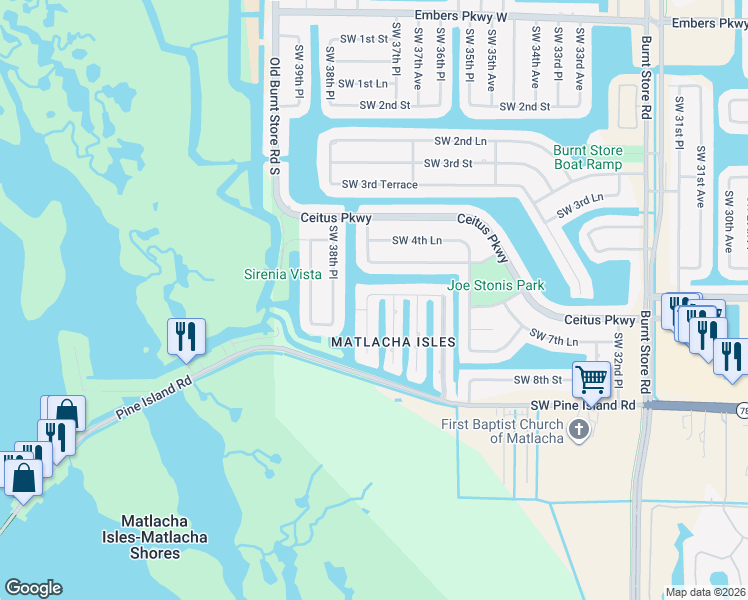 map of restaurants, bars, coffee shops, grocery stores, and more near 12320 Star Shell Drive in Matlacha Isles-Matlacha Shores