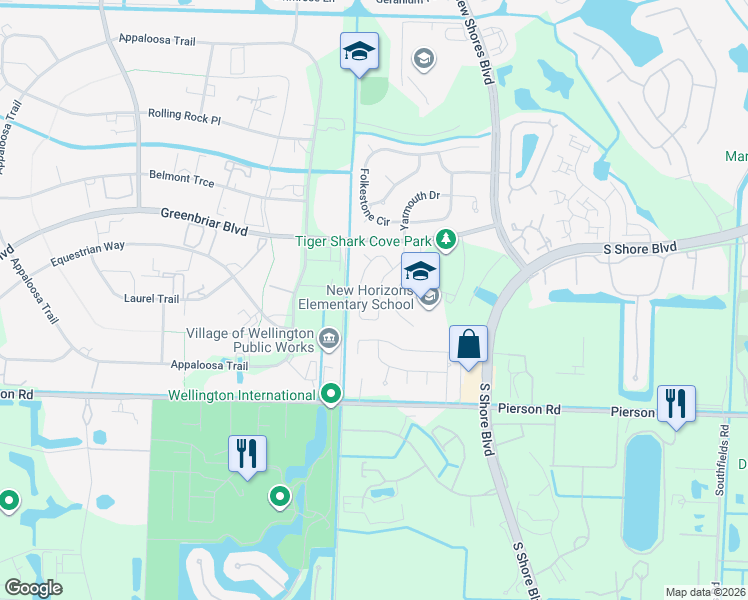map of restaurants, bars, coffee shops, grocery stores, and more near 2653 Yarmouth Drive in Wellington