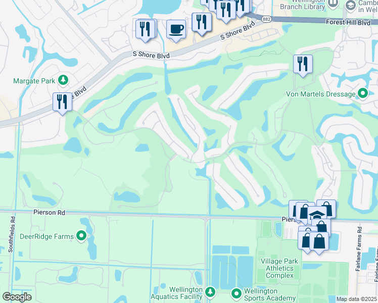 map of restaurants, bars, coffee shops, grocery stores, and more near 2714 Players Court in Wellington