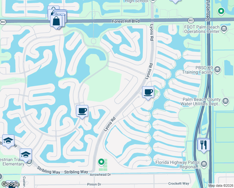 map of restaurants, bars, coffee shops, grocery stores, and more near 9069 Dupont Place in Wellington