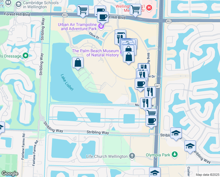 map of restaurants, bars, coffee shops, grocery stores, and more near Pisa Road in Wellington