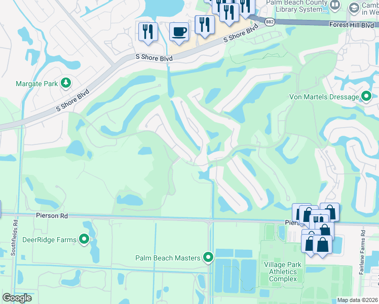 map of restaurants, bars, coffee shops, grocery stores, and more near 2714 Players Court in Wellington