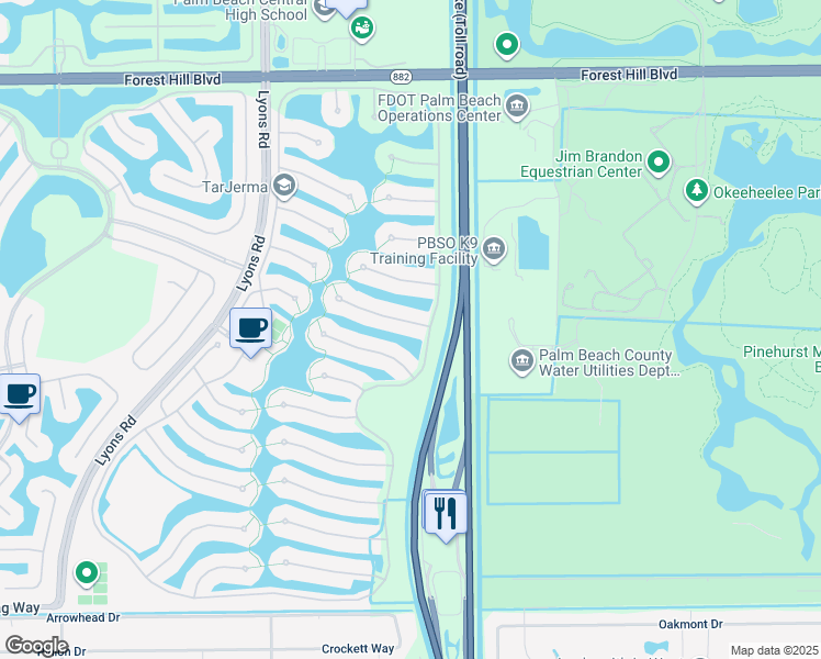 map of restaurants, bars, coffee shops, grocery stores, and more near 8038 Montserrat Place in Wellington