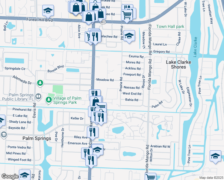 map of restaurants, bars, coffee shops, grocery stores, and more near 2377 Post Street in Palm Springs