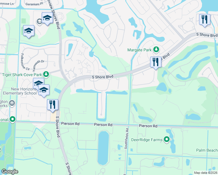 map of restaurants, bars, coffee shops, grocery stores, and more near 2810 Polo Island Drive in Wellington