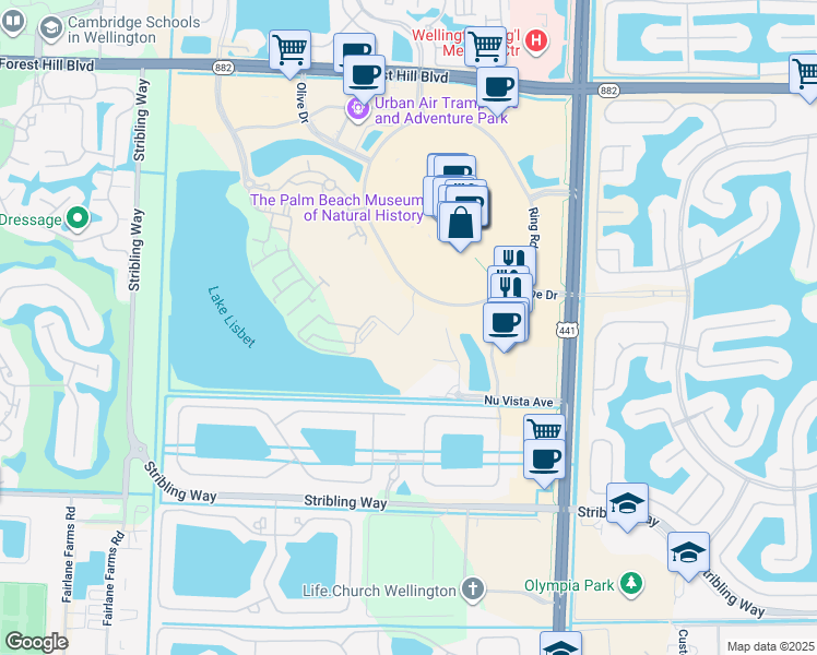 map of restaurants, bars, coffee shops, grocery stores, and more near Ring Road in Wellington