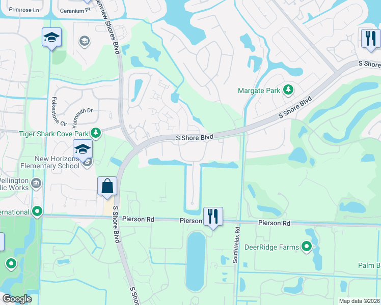 map of restaurants, bars, coffee shops, grocery stores, and more near 13334 Polo Club Road in Wellington